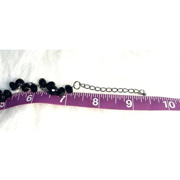 -BRACELET Beautiful VTG Silver With Black Gems Curly Spine Bracelet - Picture 3 of 10